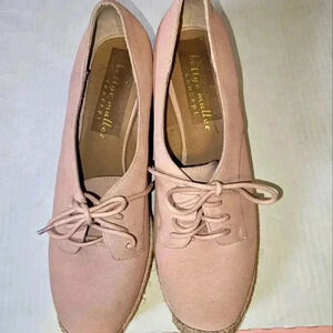 Bettye Mueller Concept Regina Mauve/‎ Blush Suede Lace Up Espadrille Wedges 7.5